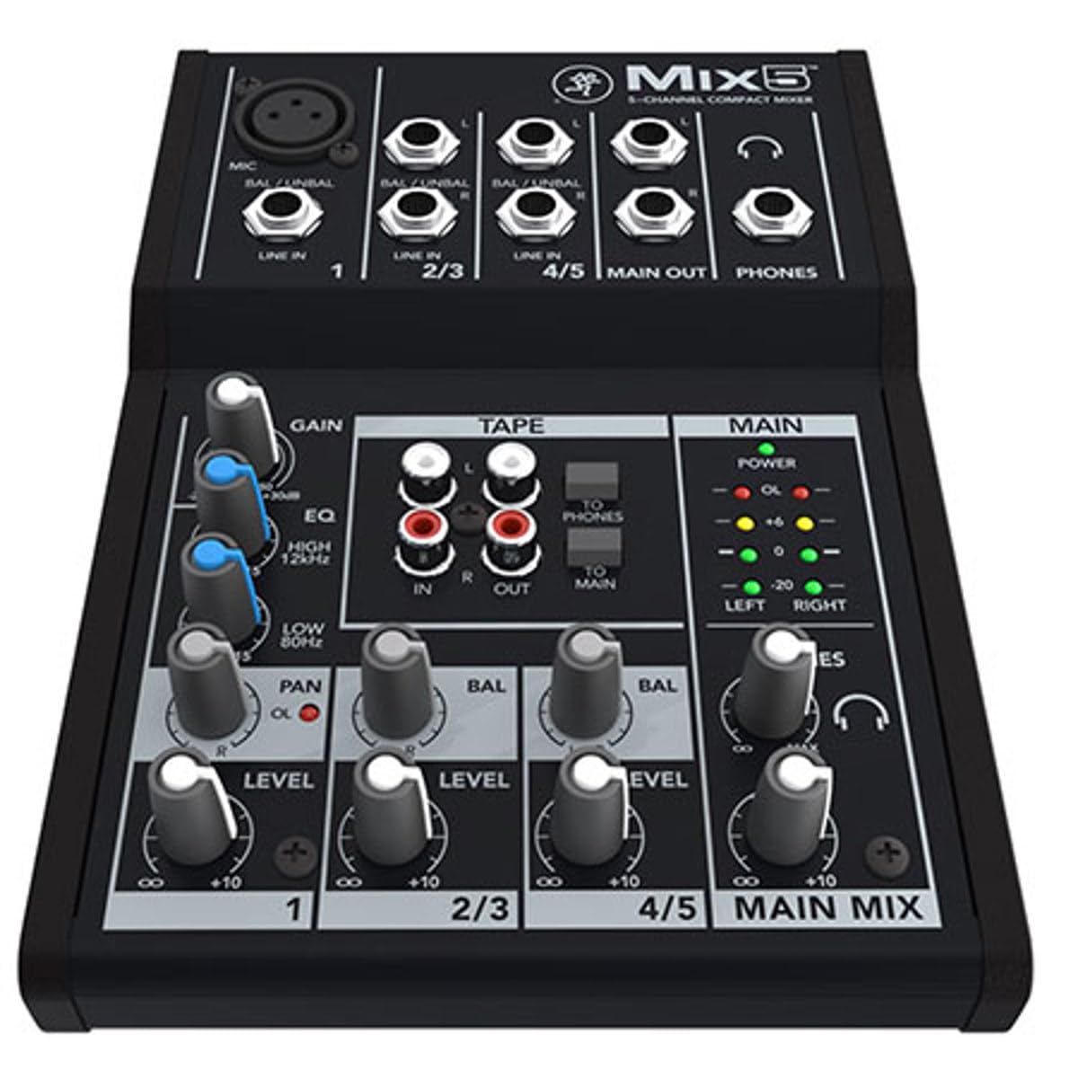Mackie Mix5 5-Channel Compact Analog Mixer With 2-Band EQ