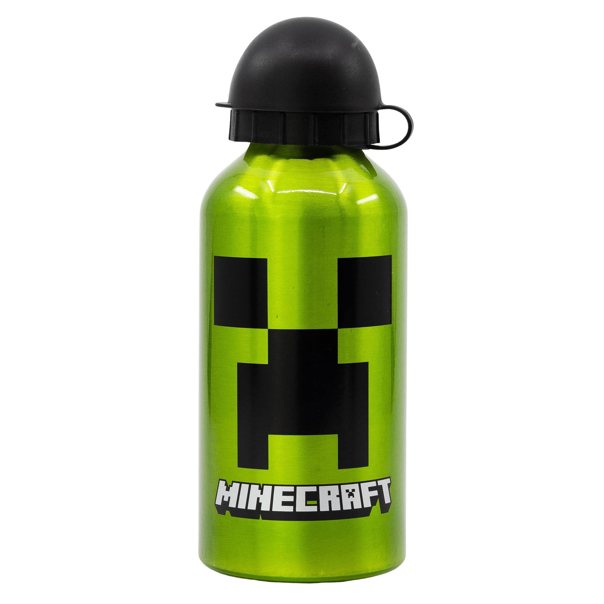 Stor - Minecraft Creeper, Aluminium Bottle 400ml - BPA Free, Leak-Proof with Security Spout & Cap - Durable & Eco-Friendly - Perfect for Kids - Official Licensed Product, 100% Original