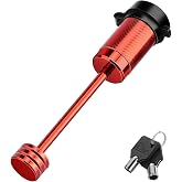 METOWARE Trailer Tongue Coupler Lock 1/4" Dia, 3-1/2" Span, Trailer Lock | Trailer Hitch Lock for Latch-Type Coupler, Trailer Pin Lock for Towing Trailer RV Car Boat Truck Red (1 Pack)