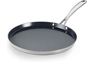 Tramontina Utsava 11-Inch Tri-Ply Clad Stainless Steel Ceramic-Coated Dosa Tawa, Non Stick Tava Pan for Roti, Crepe Pan, Coma