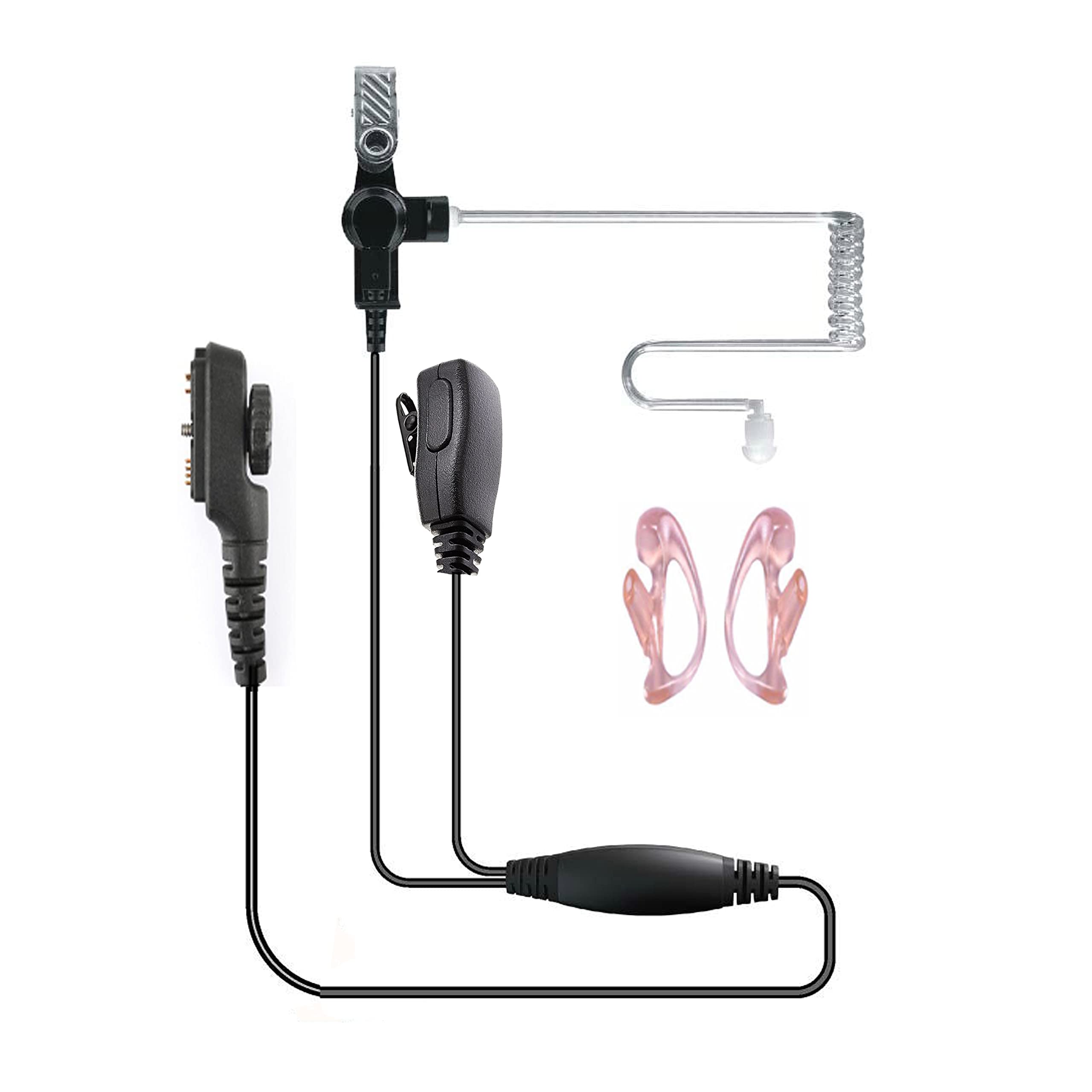 Covert Air Tube Earpiece Headset with Earmoulds PTT Mic for Hytera HYT PD700 PD700G PD702 PD705 PD780 PD780G PD782 PD782G PD790EX PT580H Walkie Talkie