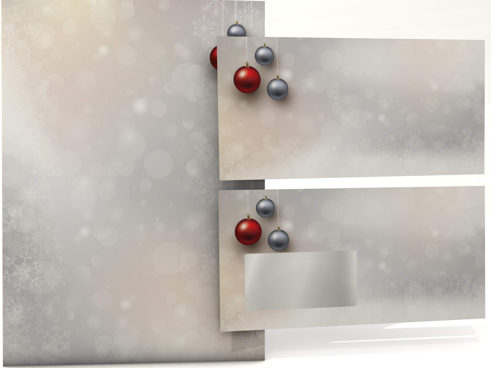 Christmas Letter Paper Set Christmas Baubles Red and Silver 50 Sheets of A4 Design Paper 50 Envelopes with Window in DIN Long Format Letter Paper Set