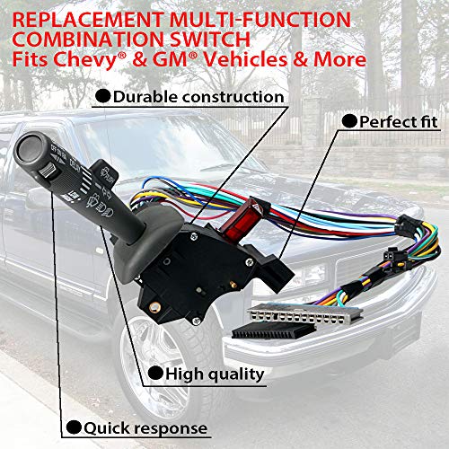 Turn Signal Multi-Function Combination Switch 26100985 2330814 26036312 with Turn Signal,Wiper, Washers, Hazard Switch, Cruise Control for Chevy Tahoe, Blazer, Suburban, K1500, Sierra and more