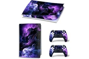 DOMILINA Full Body Vinyl Skin Stickers Cover for PS5 Console and Controllers (Digital Edition, Purple Cloud)