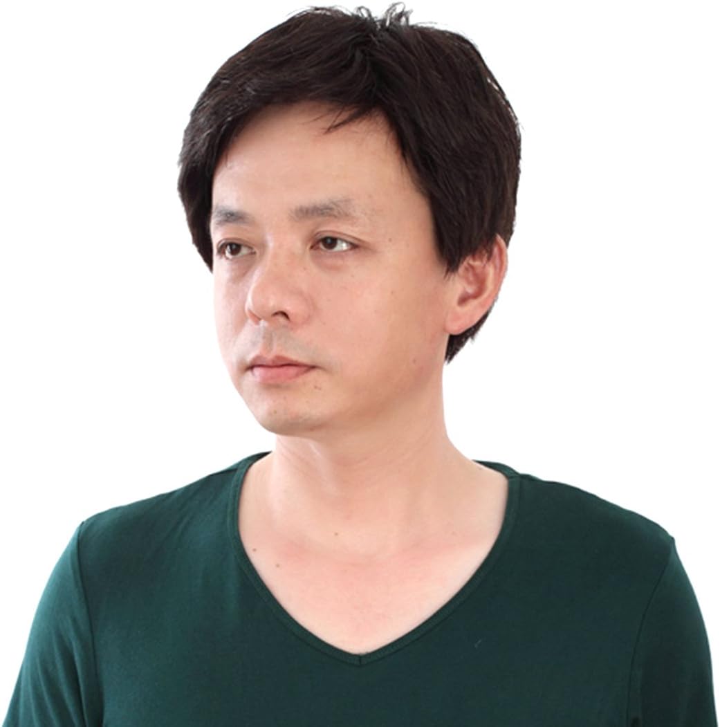 PLUSKER Mens Short Straight Black Wig for Father and Middle Age Man Mature Style Synthetic Hair Wigs
