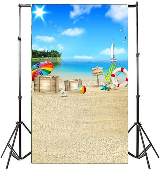 Amazon Co Jp Flybloom夢のような光沢のあるビーチ海パーティー写真の背景写真の背景写真スタジオ 青 ホーム キッチン