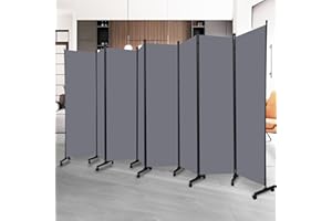 HOMSCREENER Room Divider Folding Privacy Screens with Lockable Wheels, 176'' Fabric Partition Room Dividers Freestanding Room Divider Panel for Room Separation, Wall Divider for Home Office Bedroom Studio Decor