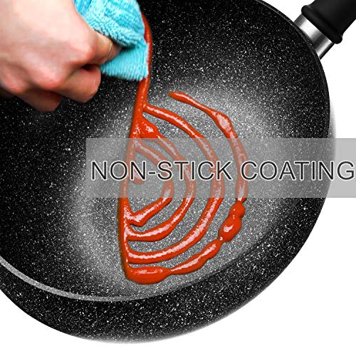 KYTD Professional Nonstick Fry Wok with Lids - Nonstick Skillet, Stir Fry Pans (100% PFOA and APEO Free)