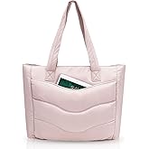 Skycase Puffer Tote Bag for Women - Lightweight Puffy Work Handbag- Large Laptop Quilted Shoulder Bag for Daily, Travel, Gym