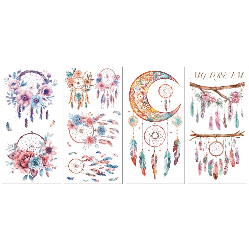 Peacoblue Rub on Transfer Decals for Furniture Crafts 6"x12", 4Pcs Dreamcatcher Waterproof UV DTF Transfer Decals Sticker for Dresser Lingerie Chests Drawer Glass Porcelain Wood — image 1