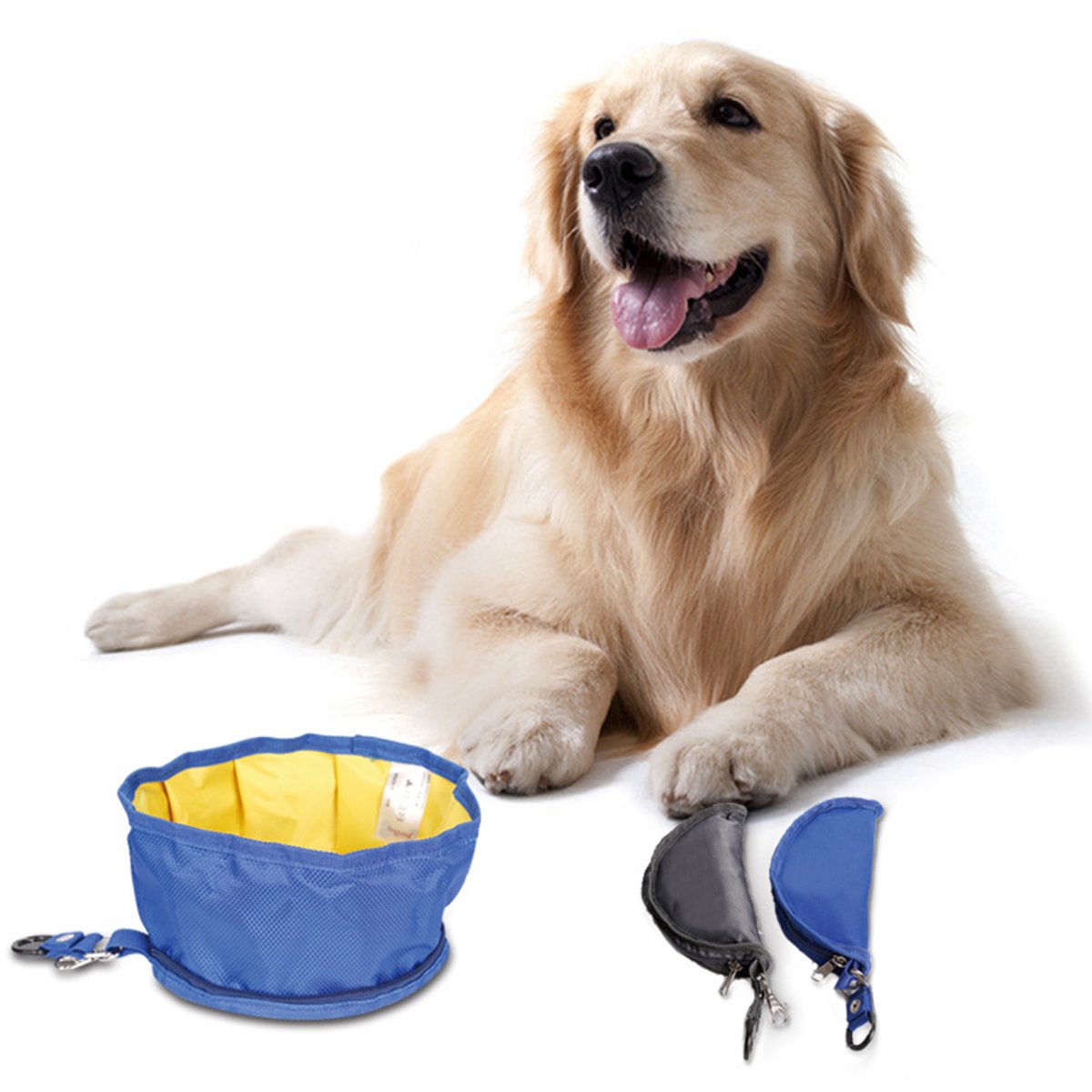 Fypo Faltbare Hundenapf, Fressnapf Wassernapf Katzennapf für Reisen Zusammenklappbar Haustier Blau/Gelb