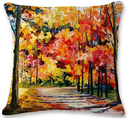 QINU KEONU Oil Painting Large Tree Woods Cotton Linen Throw Pillow Case Cushion Cover Home Sofa Decorative 18 X 18 Inch ¡­ (16)