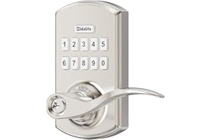 HIDALIFE Keyless Entry Door Lock, Electronic Keypad with Handle, One-Touch Passage Mode Turnpiece, Auto-Lock Wave Lever for F