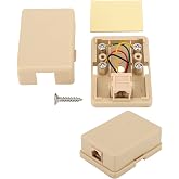 Phone Jack Surface Mount Single Port Telephone Jack Box 4 Screw Terminals to 1 RJ11 6P4C Female 2pack Ivory