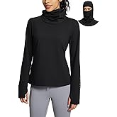 baleaf Thermal Long Sleeve Women Shirts Winter Clothes Cowl Neck Warm Fleece Base Layer Tops with Balaclava and Thumbholes