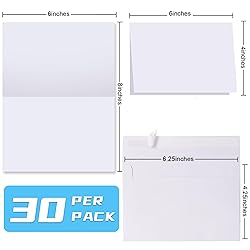 Blank Cards and Envelopes 4x6, 30 Pack White
