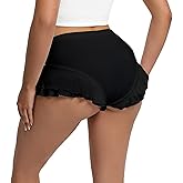 Dxyufazhe Women's Sexy Low Rise Stretch Ruffled Leopard Print Short Pants Summer Cute Mini Shorts Party Clubwear