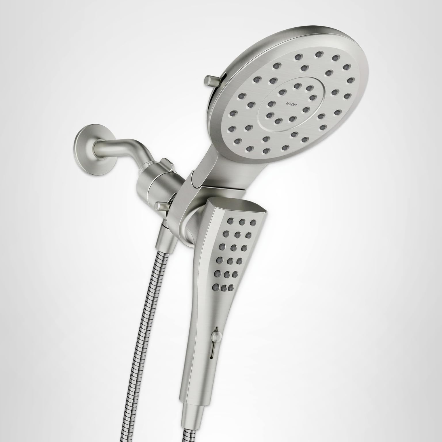 Moen Verso Spot Resist Nickel Round Rain Shower Head and Detachable Handshower Combination with Magnetix Docking System and 60-inch Metal Hose, 220C2SRN