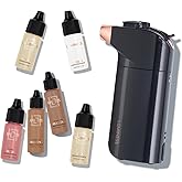 Luminess Breeze Duo Airbrush Makeup System, Deep Coverage – 9-Piece Kit includes 2x Silk Airbrush Foundation, Apricot Shade Blush, Glow Highlighter, Moisturizer Primer, and Airbrush Cleaning Solution