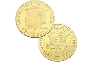 HAPPIESTHOMER Donald Trump Gold Plated Coins Trump Second Presidential Term 2024-2029 America Gold Coin President Eagle Seal Commemorative Gift Trump Collectibles (Trump Coin 2025-2029)