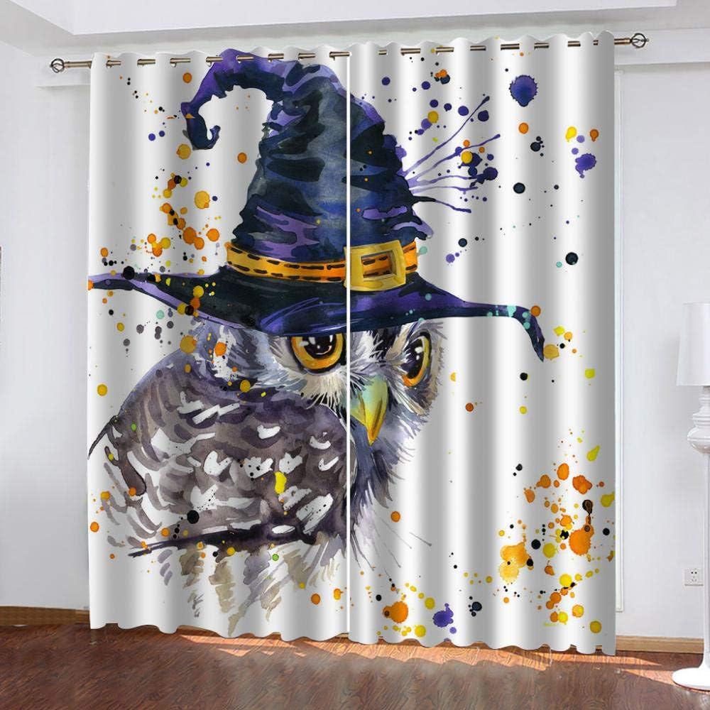 Evvsovs® 3D Digital Impresión Cortinas Opacas Búho Animal De Dibujos
