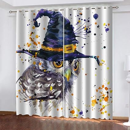 Evvsovs® 3D Digital Impresión Cortinas Opacas Búho Animal De Dibujos