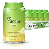 Recess Mood Lime Citrus Functional Sparkling Water, Magnesium & Adaptogen Infused Sparkling Water, 12 Fluid Ounce (Pack of 12)