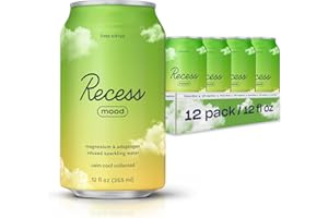 DRINK RECESS INC. Recess Mood Magnesium Supplement Drink Calming Beverage, 12 Ounce, Pack of 12 (Lime Citrus, 12 Pack)