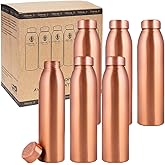 NORMAN JR, Copper Water Bottle 1Liter - Gift Box of 6, Plain, an Ayurvedic vessel made from pure copper - helps you drink more water, with many health benefits