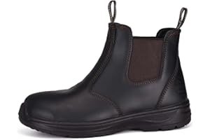 SAFETOE Women's Steel Toe Wrok Boots Waterproof Cow Leather Safety Chelsea Boots 6KV Electrical Hazard Lightweight Safety Shoes