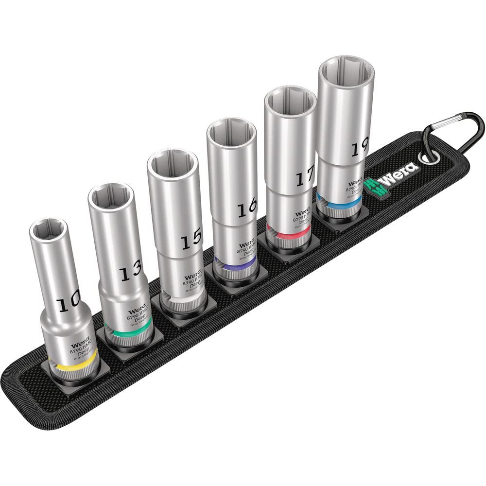 Wera Belt C Deep 1 Socket Set, 1/2" Drive, 6PC, 05004565001