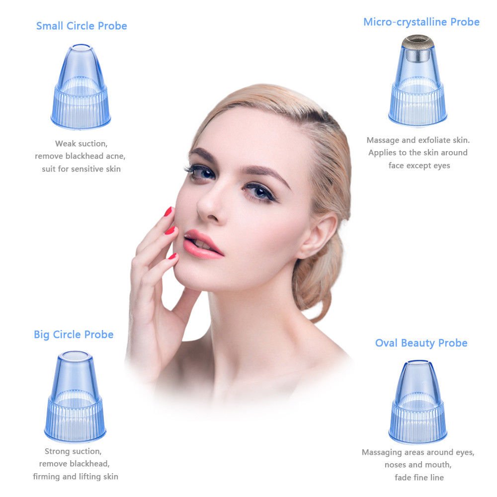 Electric Blackhead Remover -Wivarra Vacuum Blackhead Suction USB Rechargeable Extractor Tool with 4 Multi-Functional Probe,Microdermabrasion Comedone Machine for Acne and Facial Pore Clean