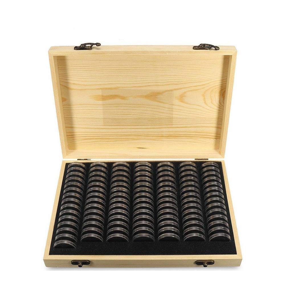 ZDYS Coin Cases,Coin Storage Box, Coin Holder Case with Storage Wooden Box Coin Collection Supplie for Commemorative Coins Medals Collection