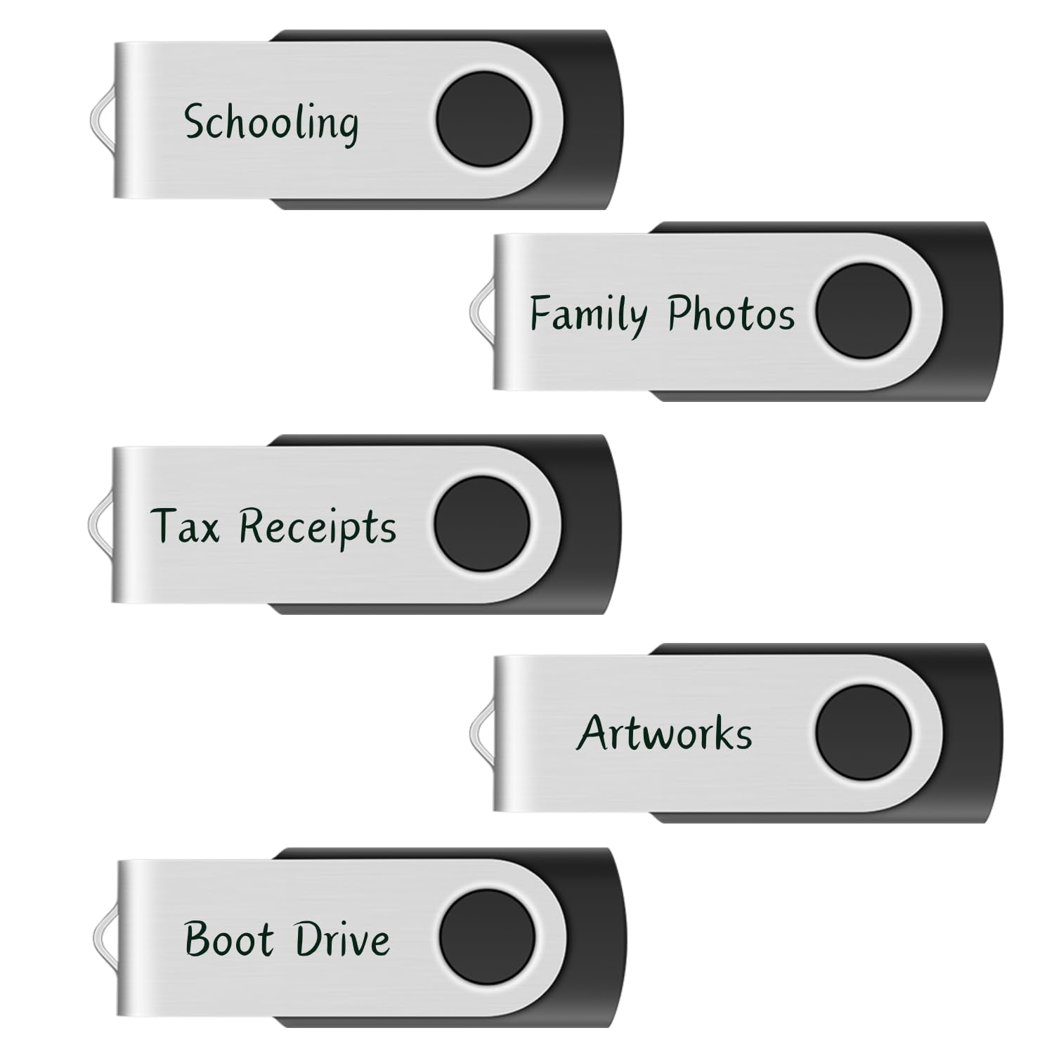 10-Pack Enfain 16GB USB 2.0 Swivel Flash Drives: Shareable Data Storage for Home & Office Use (Black)