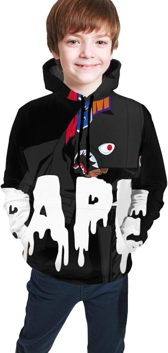 LinsSone Bape Blood Shark Hoodie Kids Hoodies 3D Print Unisex Pullover Sweatshirts for Boys Girls Long Sleeve Tops