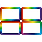 Wonmon 200 PCS Rainbow Name Tags Stickers, Self Adhesive Colorful Rainbow Name Tag Labels Stickers for Back to School Classroom Student Office Desk Cubby Locker Themed Party, 2x3 inch