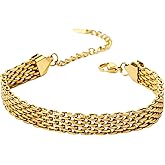GLITZ AURA Valentine's Day 14K Gold Bracelets for Women & Men – Trendy Butterfly, Byzantine, Mesh & ID Link Styles – Stainless Steel，Copper Gold Bracelets for Women