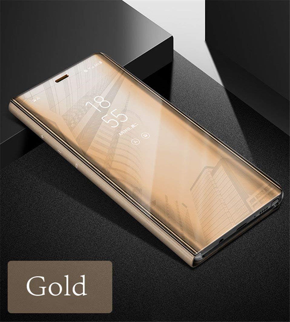 Vaku ® Mirror Folio Flip Cover for iPhone XR Mate Smart Awakening Metal Electroplated PC - Gold