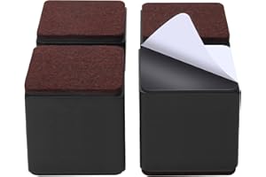 Ezprotekt 3 Inch Bed and Furniture Risers, Heavy Duty Square Sofa Tables Couch Chair Risers, Width 2.4"-Adds 3" Height, Supports 20,000 lbs - Protect Hardwood Floors from Scratches (4 Pack, Black)