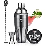 KITESSENSU Cocktail Shaker Set, Stainless Steel Martini Shaker Set with 24 Ounce cocktail mixer with Drink shaker, Measuring