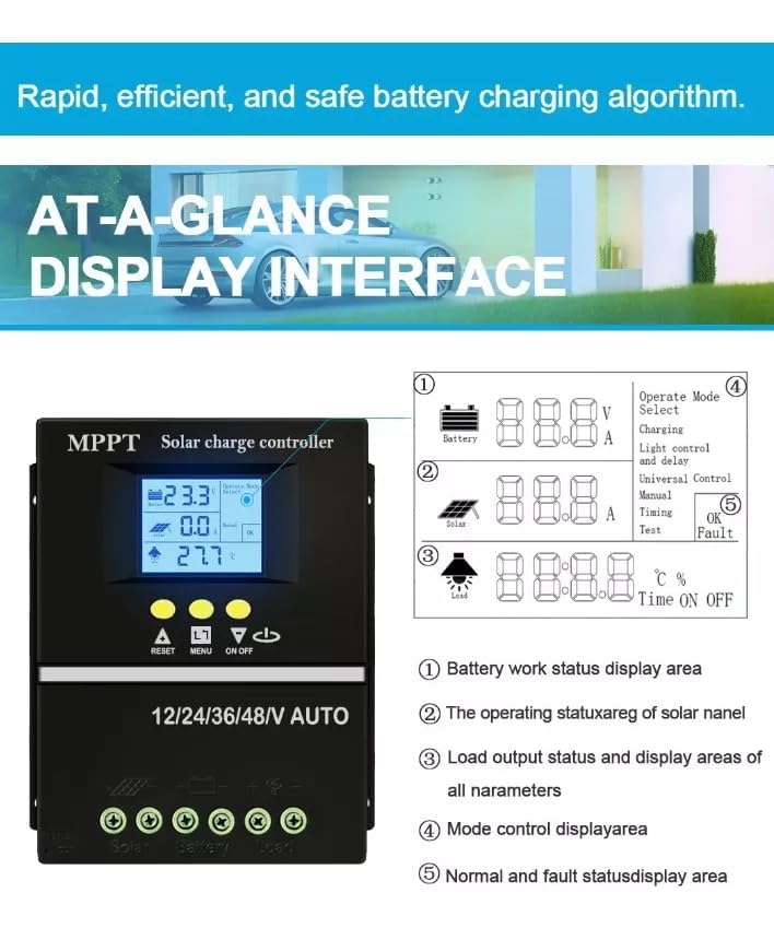 Controlador De Carga Solar 100a Mppt Regulador Tecido Painel