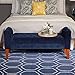 HomePop Velvet Tufted Storage Bench Settee with Hinged Lid, Deep Navy