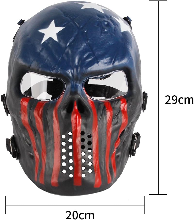 Anyoupin Paintball Mask, Skull Skeleton Full Face Airsoft Mask with Clear Lens Army Fans Supplies M06 Tactical Mask for Halloween Paintball BB Gun CS Game Cosplay and Masquerade Party (Captain) : Sports & Outdoors