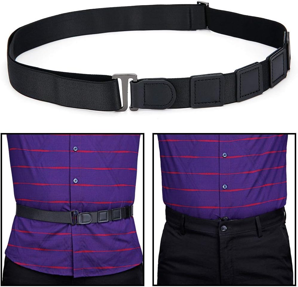 Men Shirt Stays Shirt Lock Belt Adjustable Elastic Shirt Holder Keeps Shirt Tucked in for Police Military