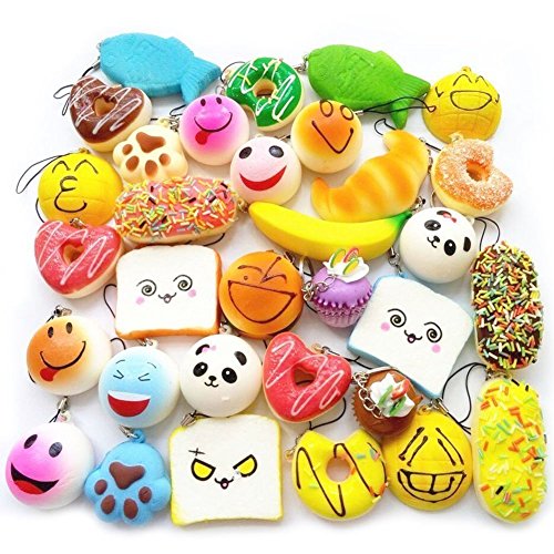 Wall of Dragon 10 Pcs Bread Cake Bun Random Squishy Slow Rising Pendant Donut Charm Stretchy Squeeze Cream Scented Cute Strap Toy