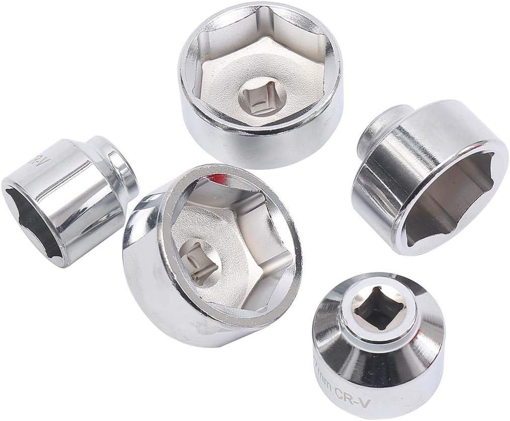 KATSU Oil Filter Wrench Cup Set 5PCs, 3/8" Hex Drive 24-38mm Oil Filter Socket Removal Tool for Car Auto Repairing 450250 - Image 4