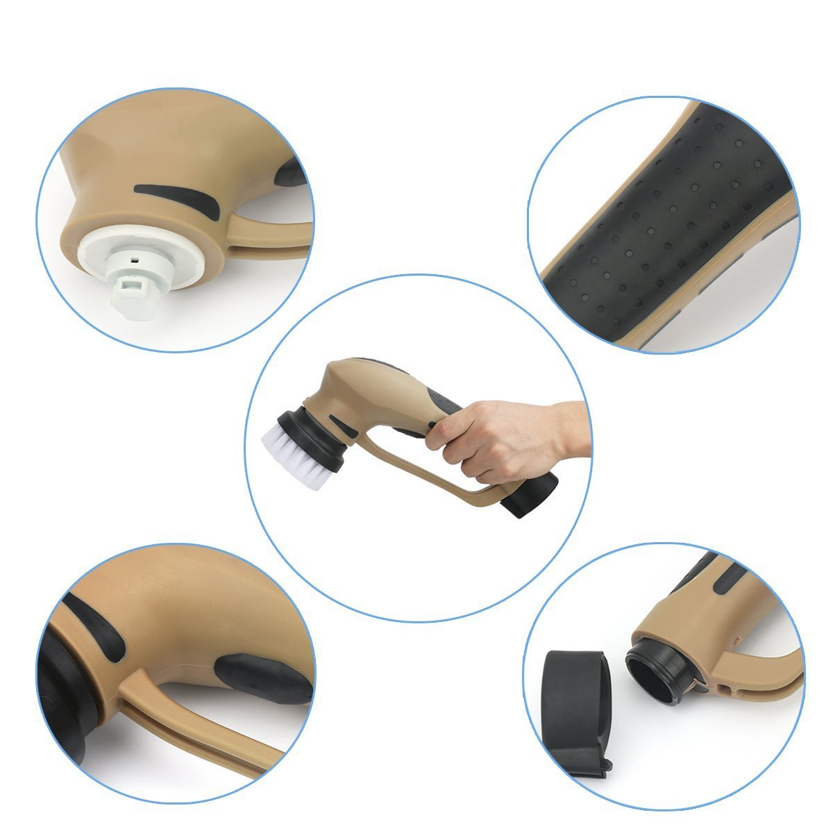 EVERTOP Mini Multifunctional Electric Shoe Polisher Cleaning Brush, Shoe Shine Kit for Suede Leather Nubuck Shoe/Boot with Rechargeable Battery, Hand-Held Portable Leather Shine Kit Brown