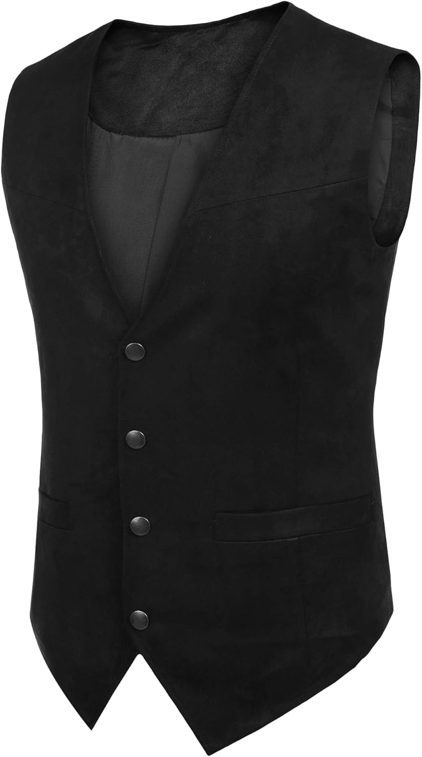 COOFANDY Men's Suede Leather Suit Vest Casual Western Vest Jacket Slim Fit Vest Waistcoat at  Men’s Clothing store
