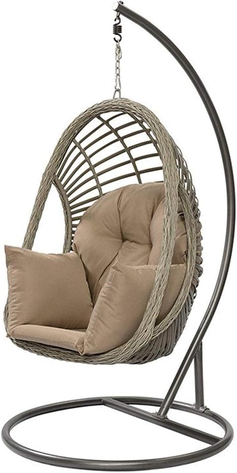 Amazon スイングハンモックチェア ハンギングバスケットチェアアウトドアレジャー籐チェアバルコニーガーデンスイングチェアスイングハンモックチェア Gray 103x123x1cm 座椅子 オンライン通販