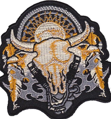 Iron on Patch Sew on Embroidered patches Indian Totem Bison Skull Sun Eagles MC Biker